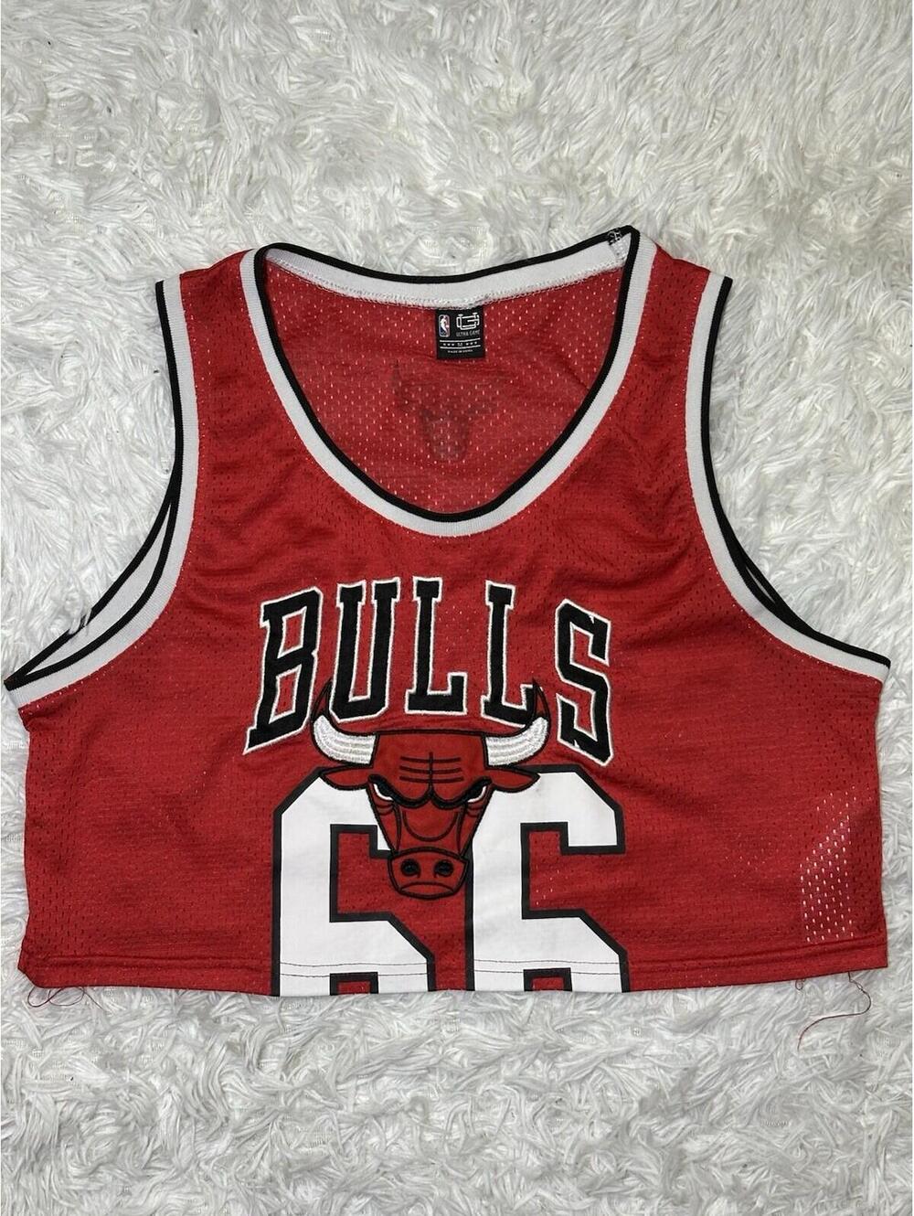 NBA Chicago Bulls Red White Crop Tank Top